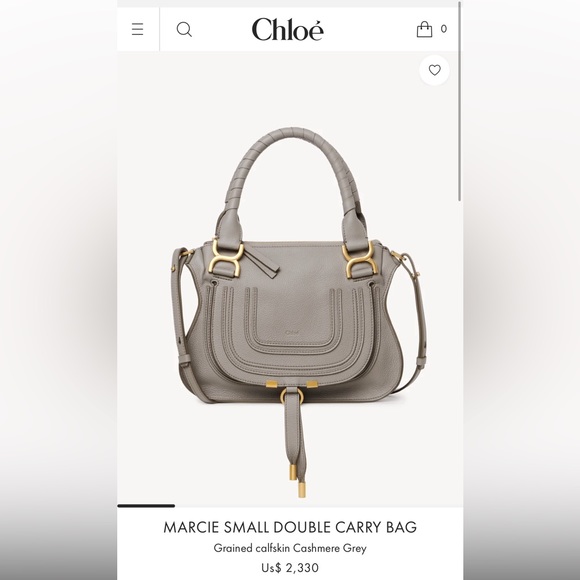 Chloe Handbags - Marcie small double carry bag
Grained calfskin cashmere gray